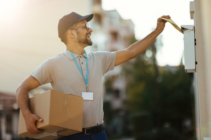 Delivery man at mailbox