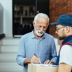 Customer signing delivery