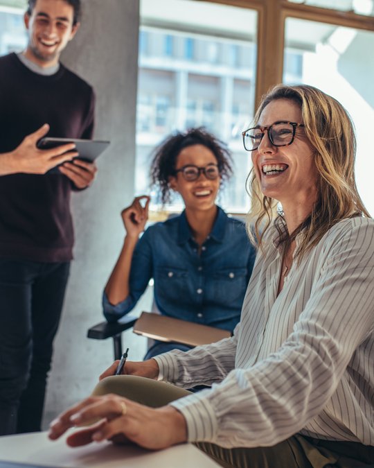 colleagues laughing