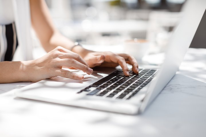 woman working on laptop